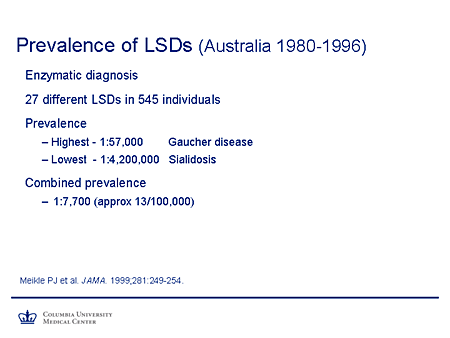 Prevalence of LSDs (Australia 1980-1996)