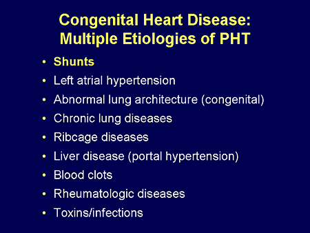 Congenital Heart Disease: Multiple Etiologies of PHT