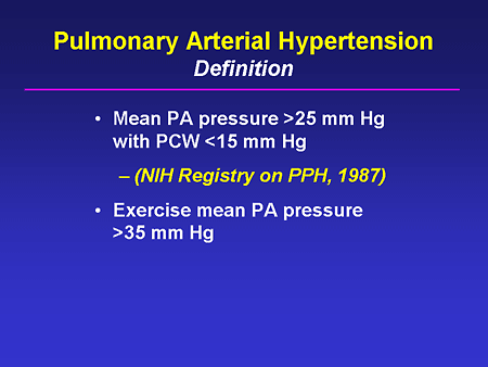 Pulmonary Arterial Hypertension: Definition