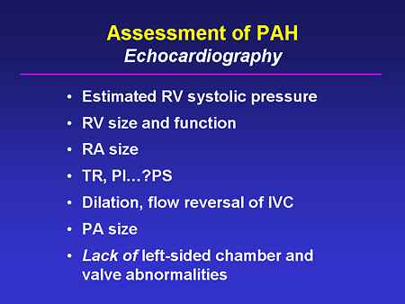 Assessment of PAH: Echocardiography