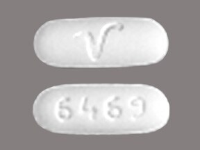 answer to: Small white oblong pill v on one side 64 and 69 other side