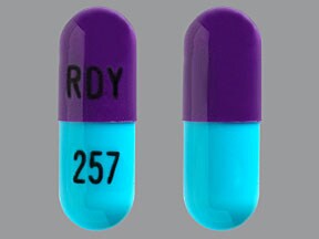 This medicine is a lavender, oblong capsule imprinted with "RDY" ...